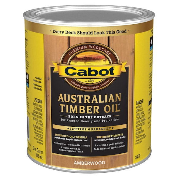 Cabot Australian Timber Oil Transparent Amberwood Oil-Based Australian Timber Oil 1 qt 140.0003457.005 - main